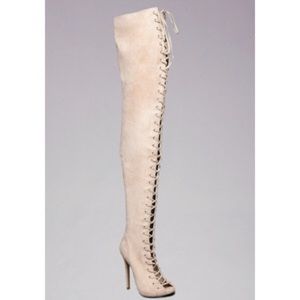 Bebe Taryn Lace-Up Thigh High Boots Size 9
